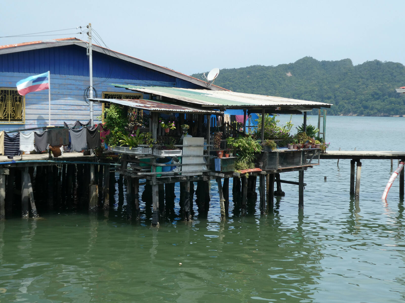 Stilt village over the sea at Sandakan in Saba, Borneo