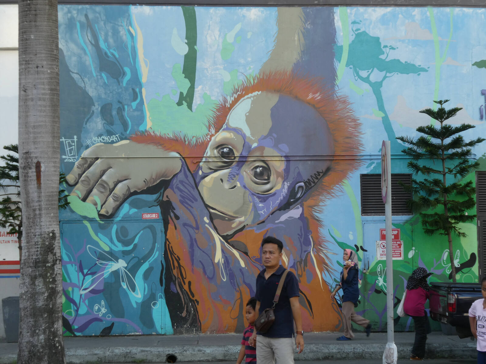 Orangutan wall art in Sandakan, Saba, Borneo