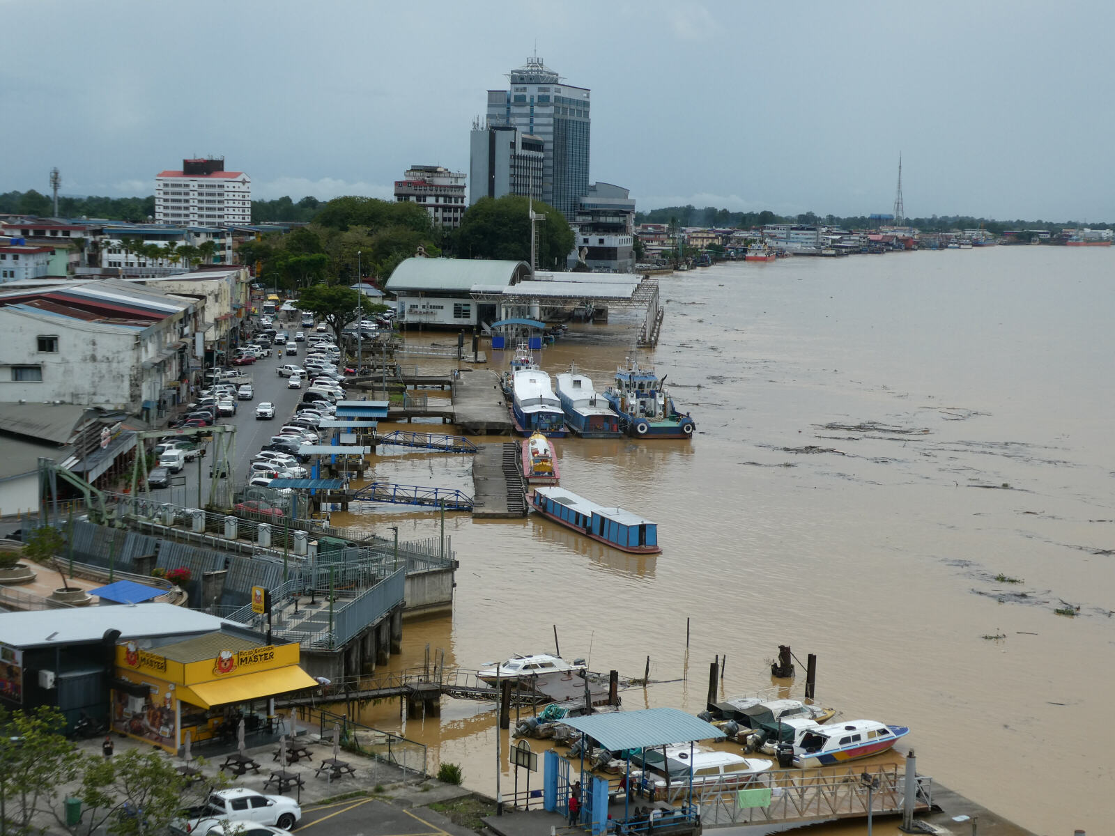 The waterfront from the Chinese pagoda in Sibu, Sarawak