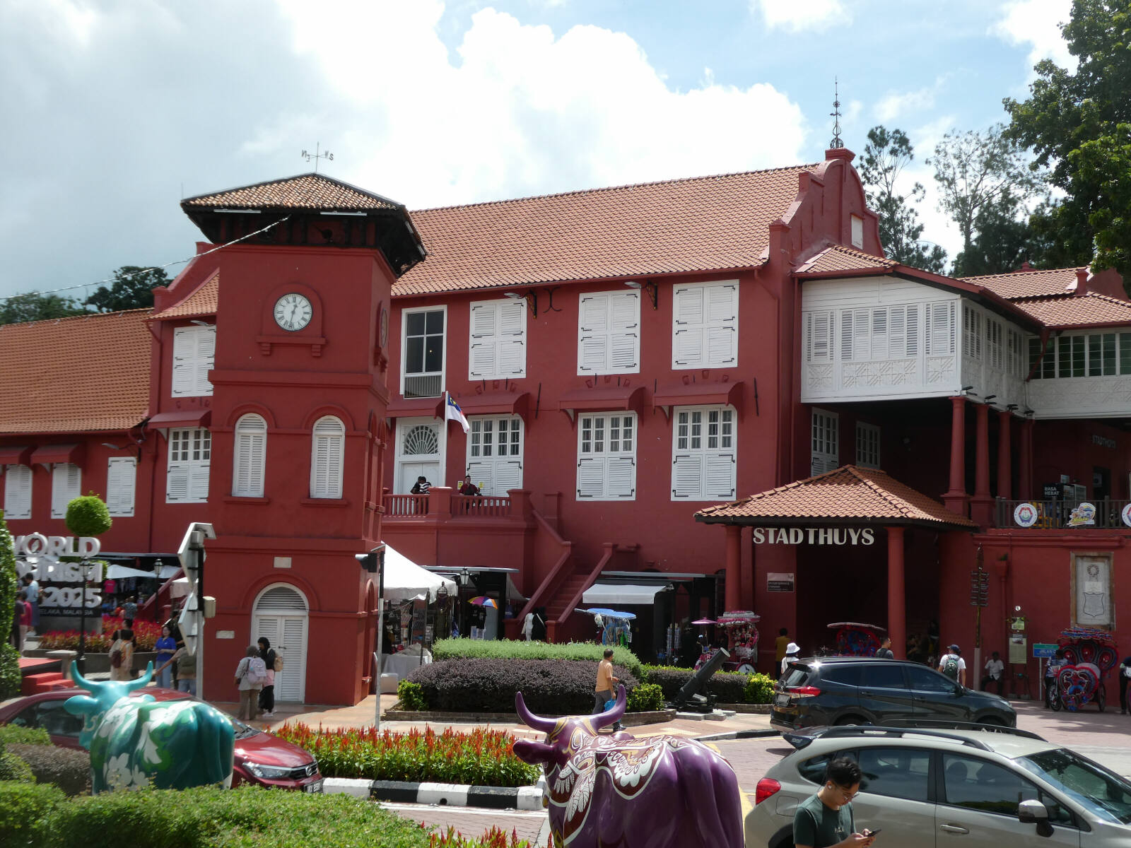 The clock tower and town hall in Malacca, Malaysia