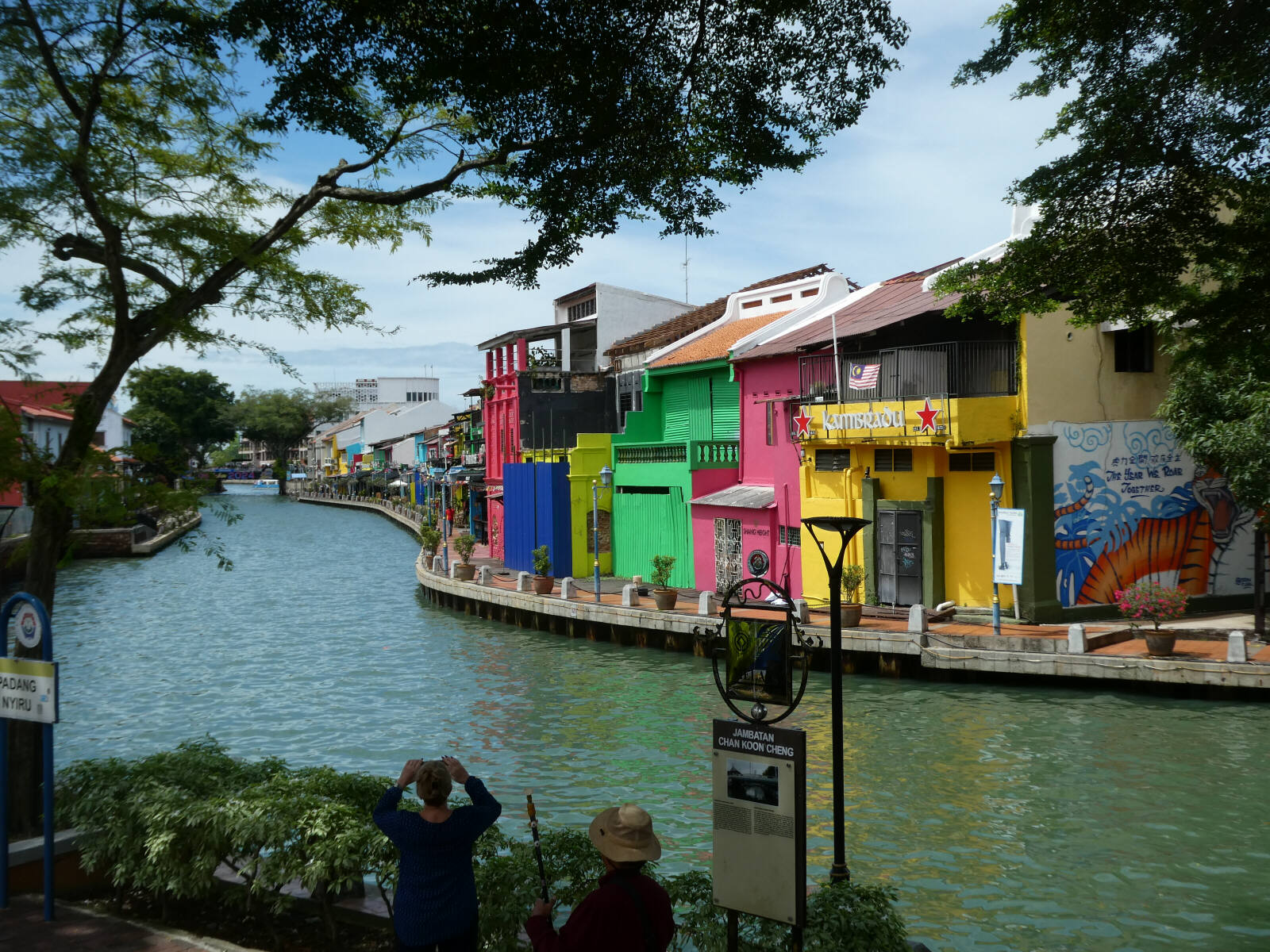 Colourful shops by the river in Malacca, Malaysia