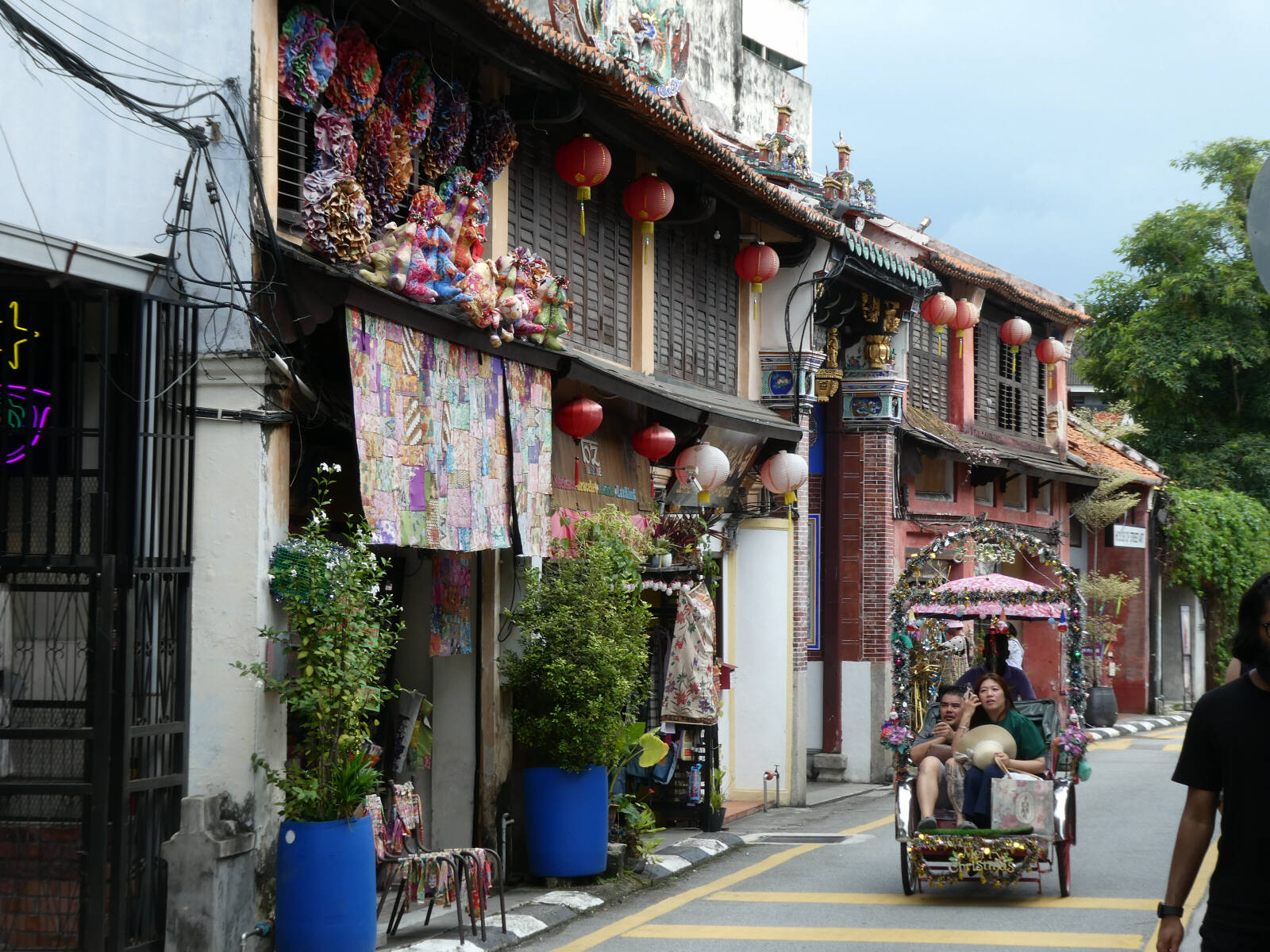 Shophouses and cycle-rickshaw in Armenia Street, Penang