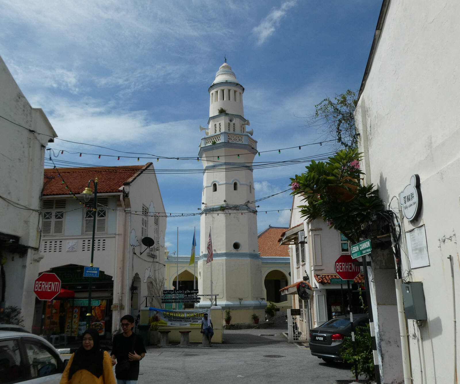 A minaret like a lighthouse in Little India, Georgetown, Penang