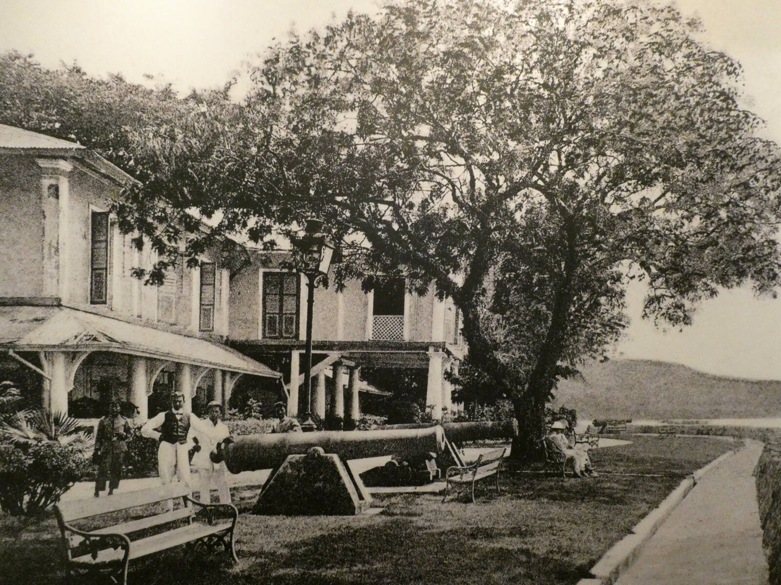 Seafront garden of the E and O hotel in Penang in the 1920s