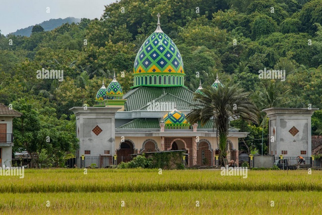 Colourful dome on a mosque in Sumatra (image from Alamy)