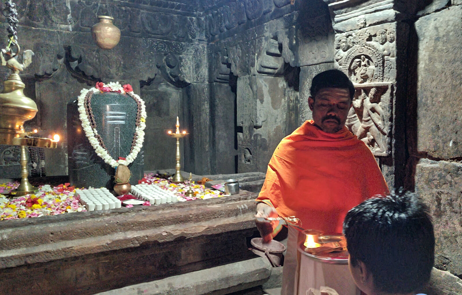 Priest in a temple at Pattadakal, India Priest in a temple at Pattadakal, India