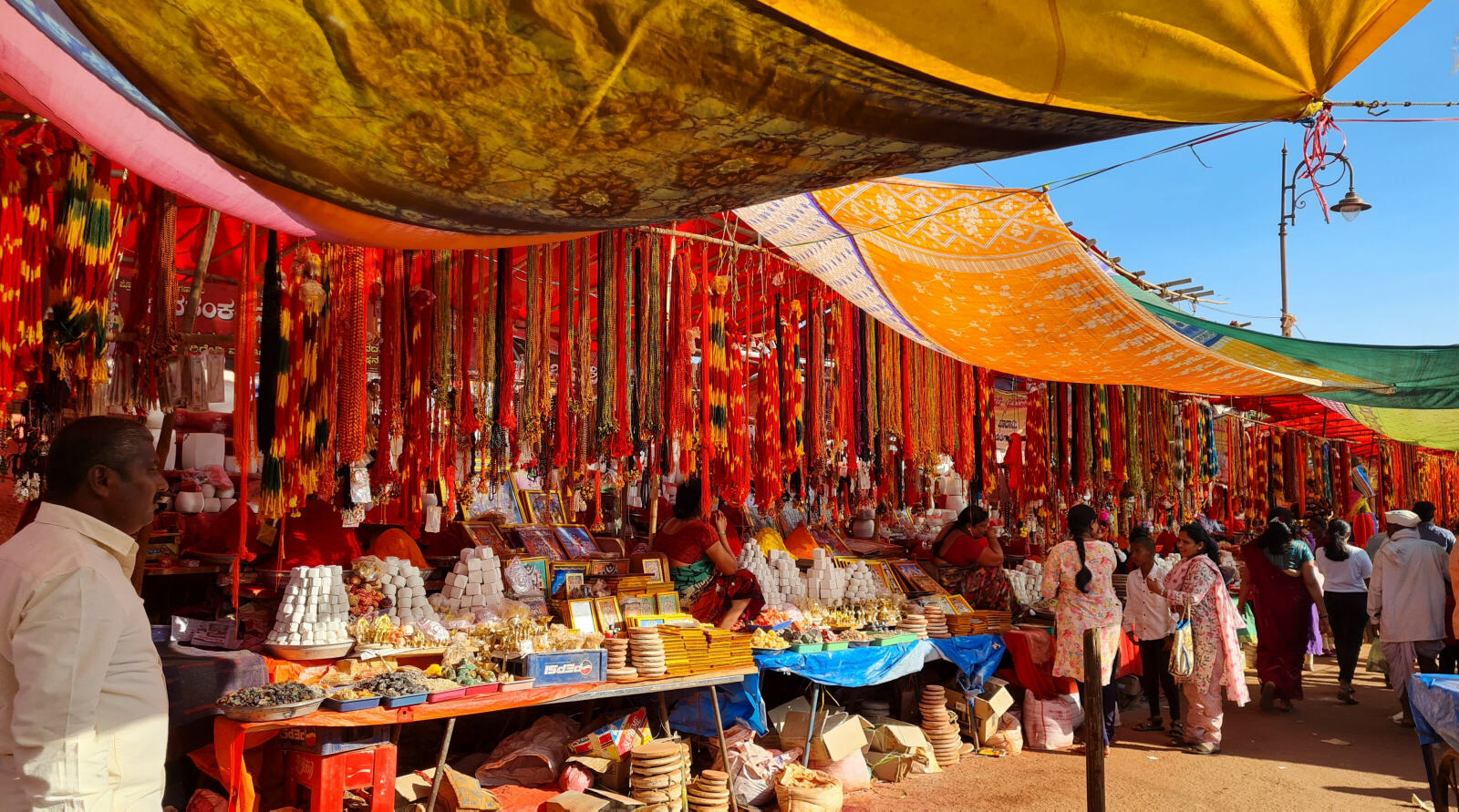 Market stalls at the Banashankari festival in Badami, India Market stalls at the Banashankari festival in Badami, India