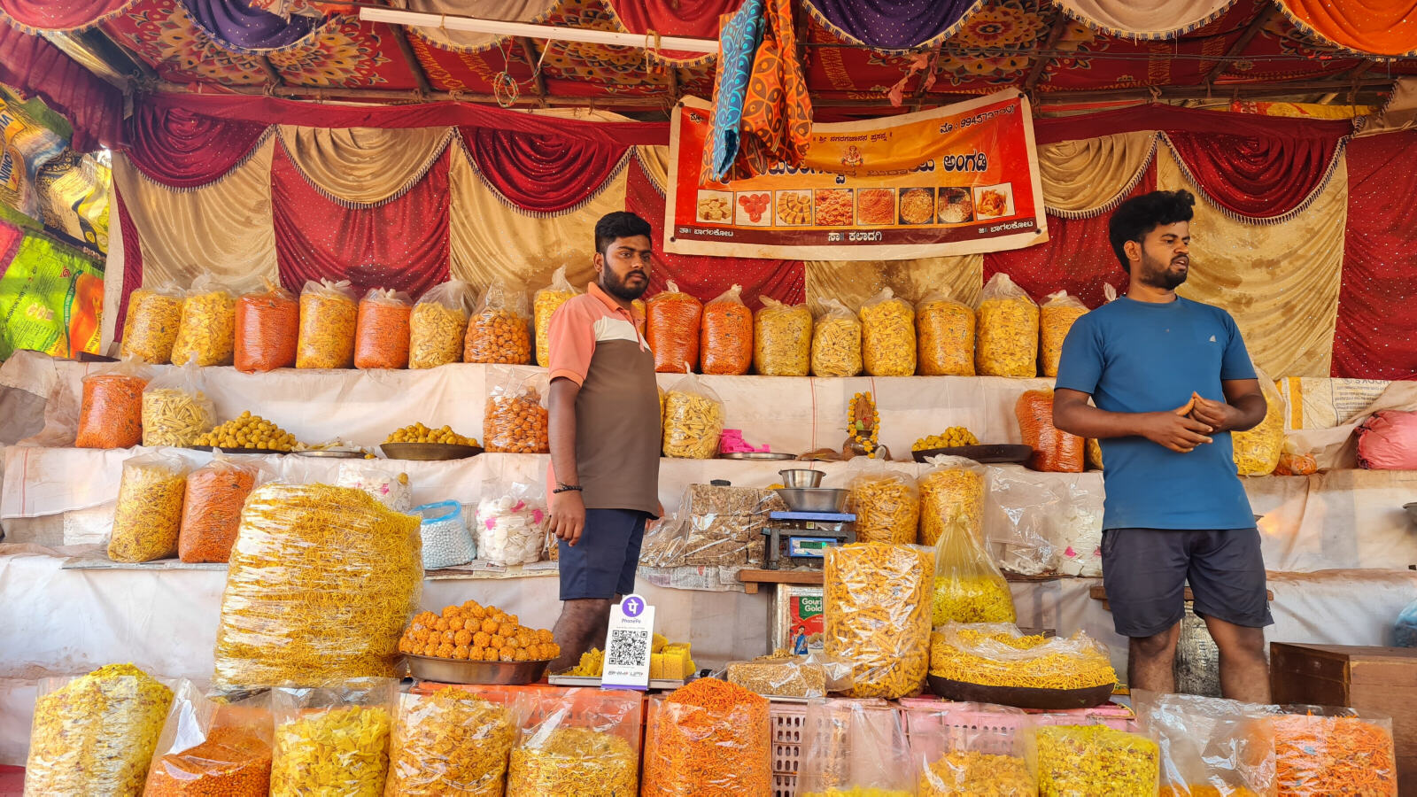 Market stall at the Banashankari festival in Badami, India Market stall at the Banashankari festival in Badami, India