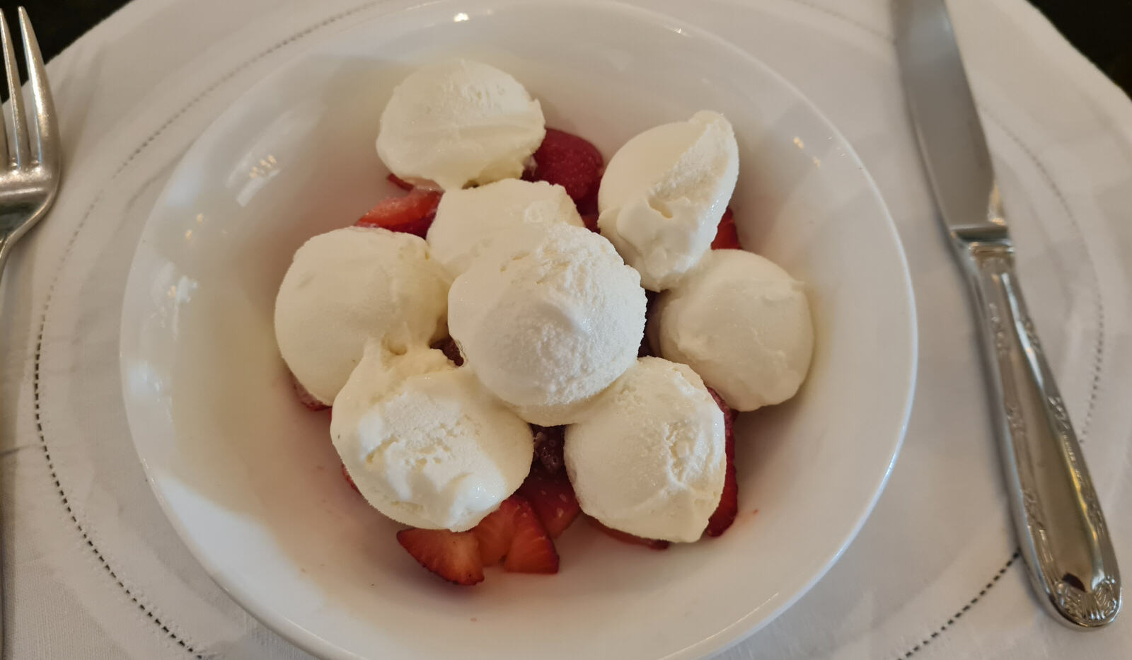 Strawberries and ice cream for breakfast at the Taj Palace hotel in Mumbai Strawberries and ice cream for breakfast at the Taj Palace hotel in Mumbai
