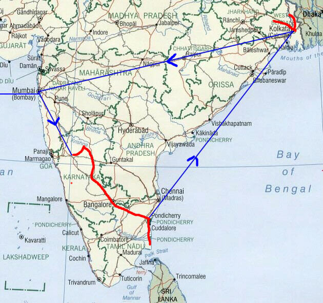 Our route around India in 2025 Our route around India in 2025