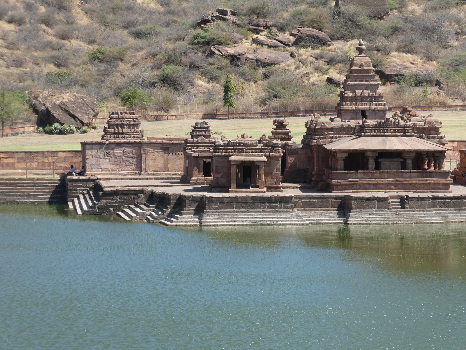 A lakeside temple at Badami, India A lakeside temple at Badami, India