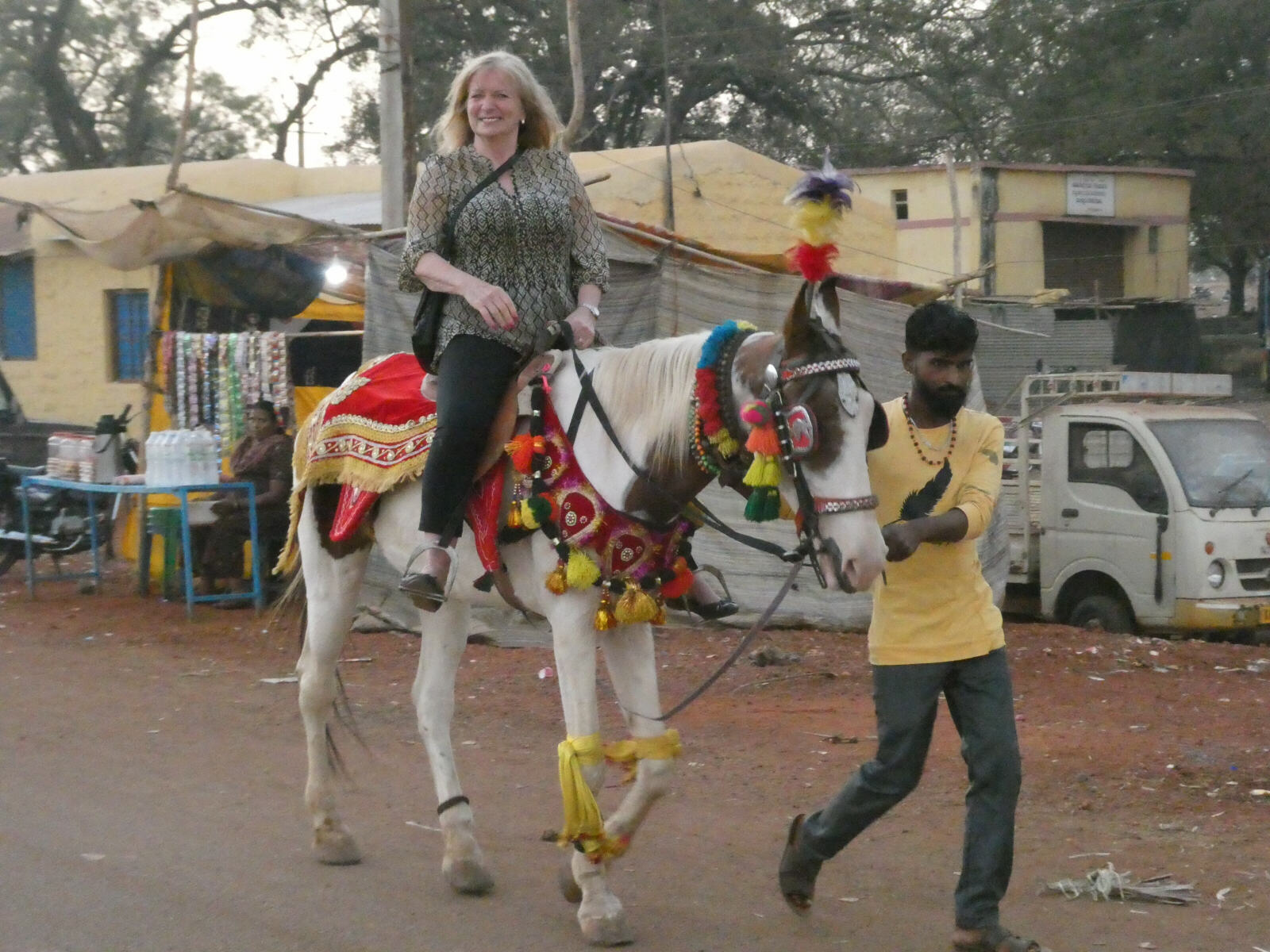 Sheila on a horse at the Banashankari festival in Badami, India Sheila on a horse at the Banashankari festival in Badami, India