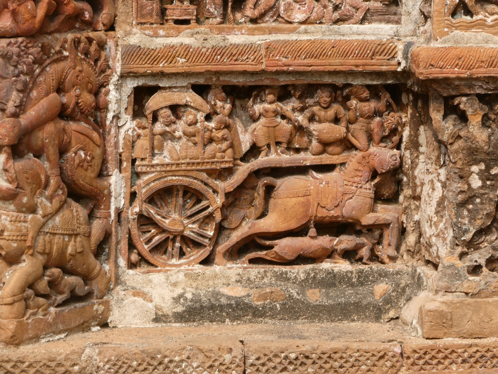 One of the carvings on Laljit temple in Kalna, north of Calcutta, India One of the carvings on Laljit temple in Kalna, north of Calcutta, India