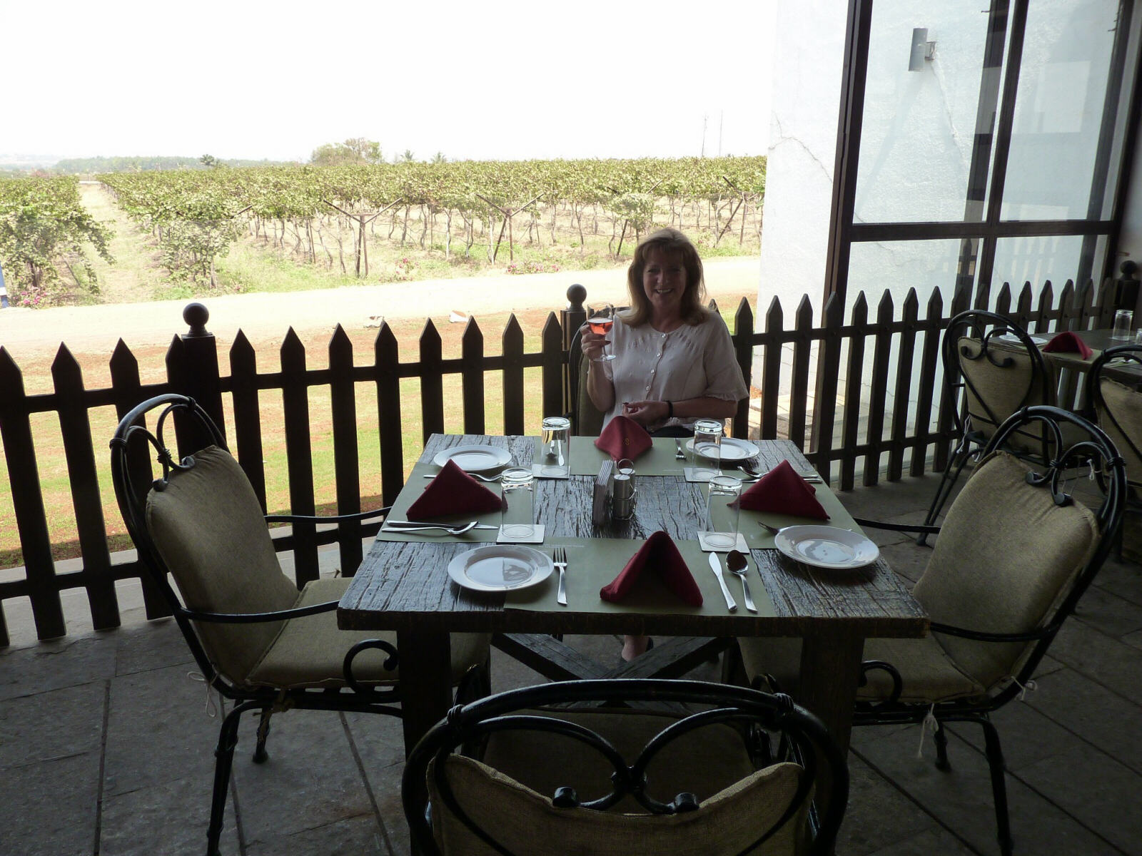 In the restaurant at Sula vineyard in Nasik, India in 2011