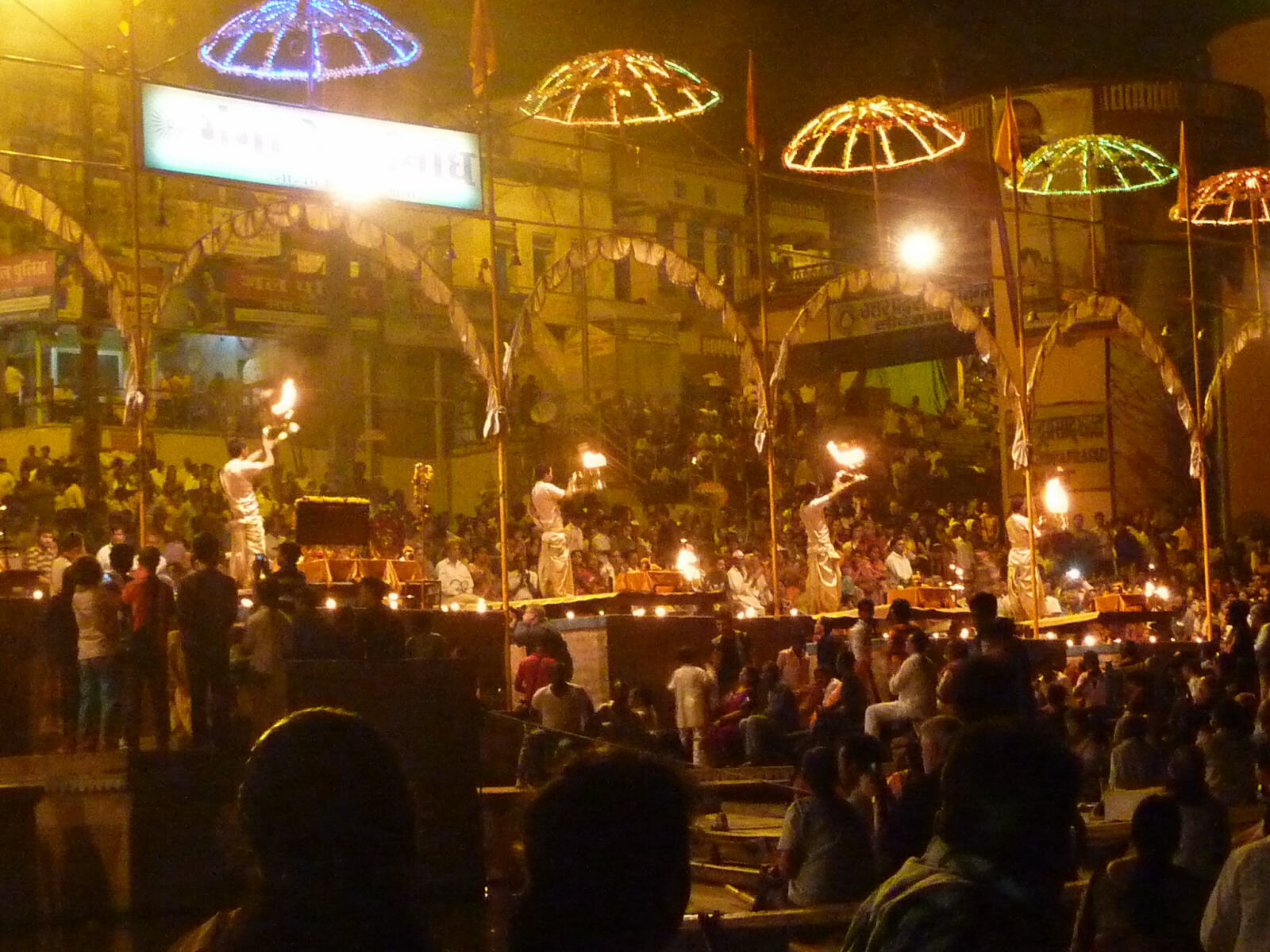 The Ganga Aarti evening ceremony on the Ganges at Varanasi, India in 2014