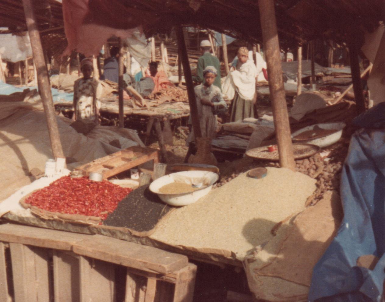 A spice stall in Addis Ababa market