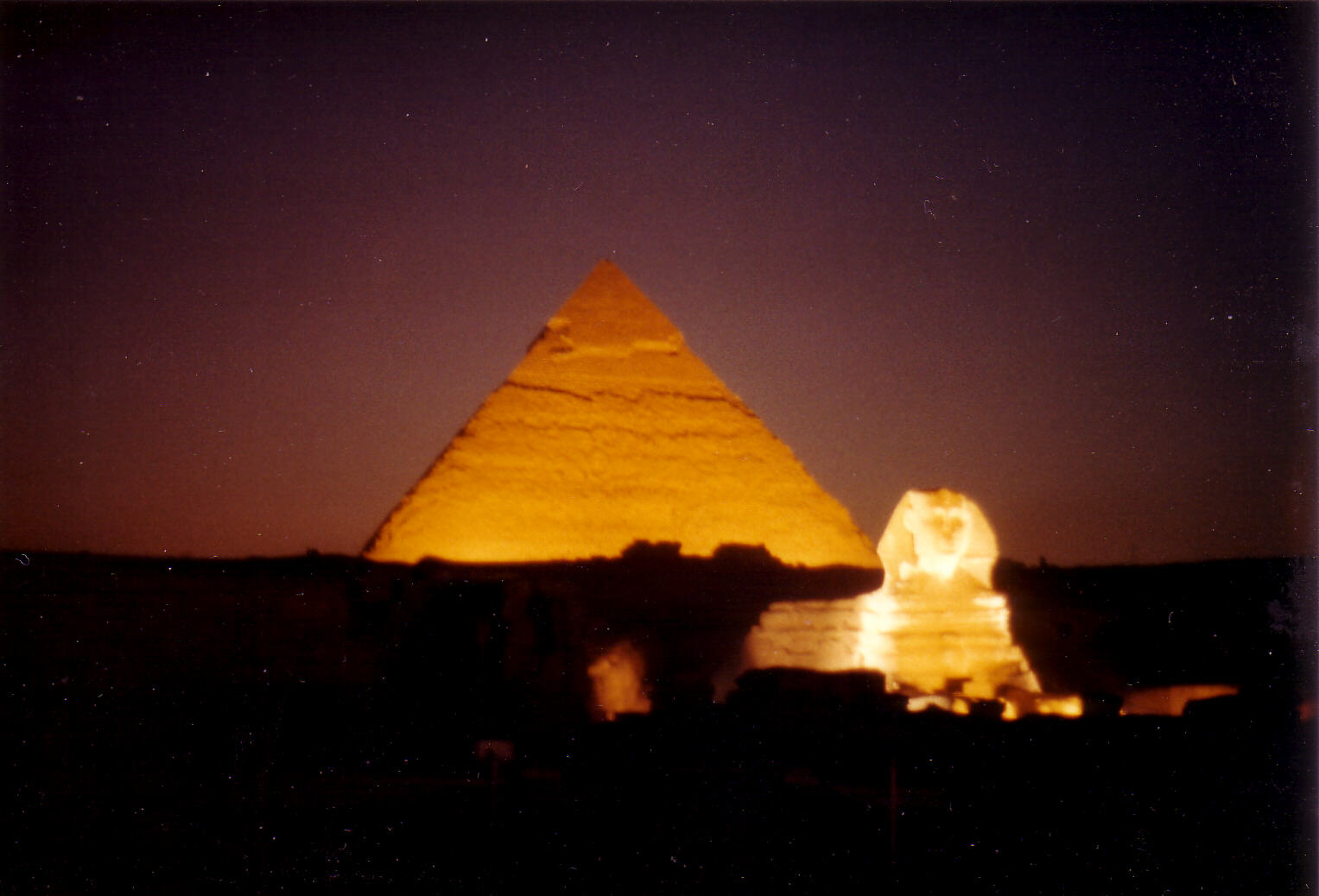 Pyramid and sphynx at Giza in Egypt in 1984