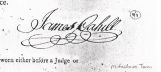 James Cahill's signature on his apprentice indenture 1806