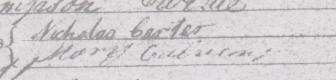 Nicholas Carter's signature on the mariage register in 1820