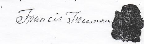 Francis Freeman's signature in 1803