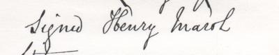 Henry Marsh's signature on a contract in 1877