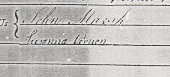 John Marsh's signature on the marriage register 1797