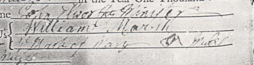 William Marsh's signature on the marriage register 1762