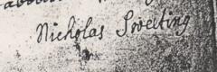 Nicholas Sweeting's signature in 1710