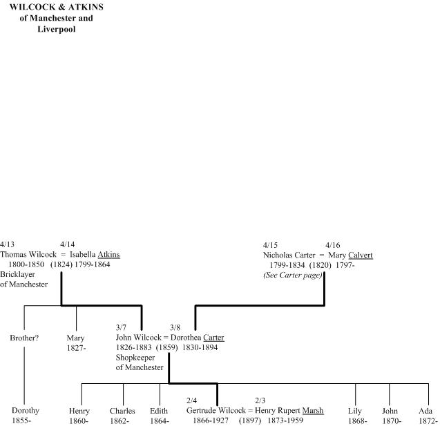 Wilcock of Manchester family tree