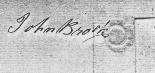 John Brock's signature in 1783