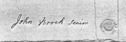 John Brock senior's signature in 1783