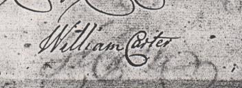 William Carter's signature in 1752