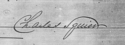 Charles Squier's signature on the 1871 census