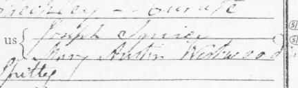 Joseph Squier's signature on the marriage register 1815