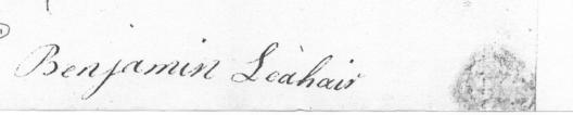 Benjamin Lehair's signature in 1795