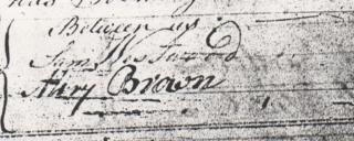 Samuel Westwood's signature on the marriage register 1788