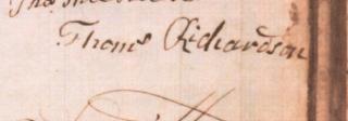 Thomas Richardson's signature on the poor rate in 1745