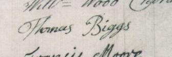 Thomas Biggs' signature on the poor rate in 1750