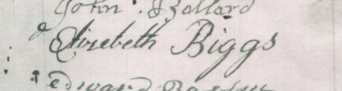 Elizabeth Biggs' signature on the poor rate in 1769